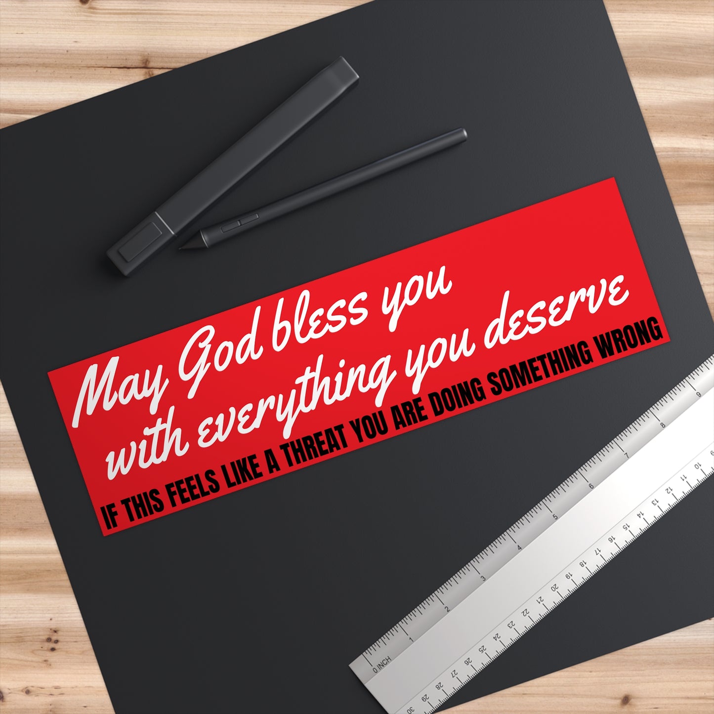 May God Bless You - Vinyl Bumper Sticker - Red