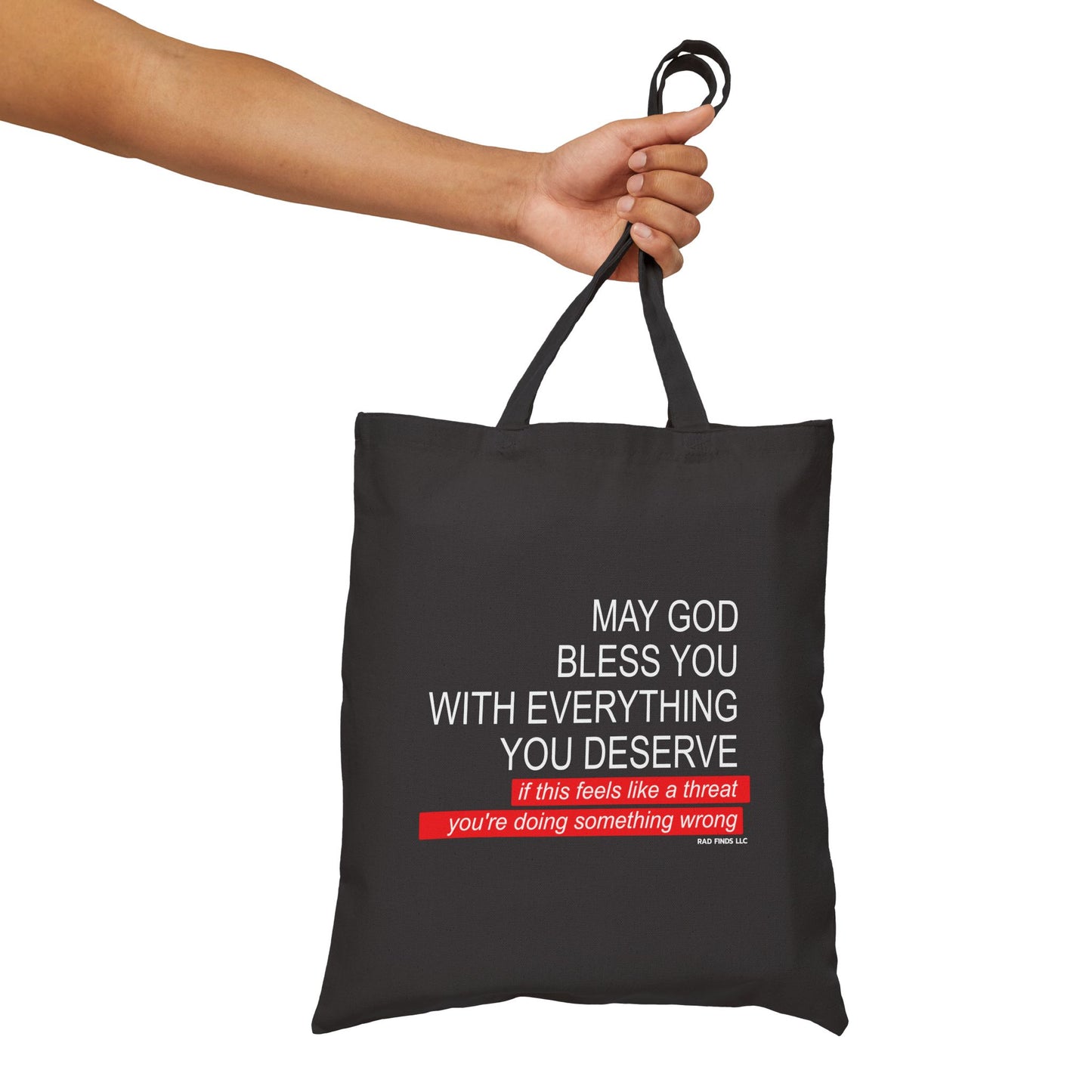 May God Bless You - Cotton Canvas Tote Bag - Black