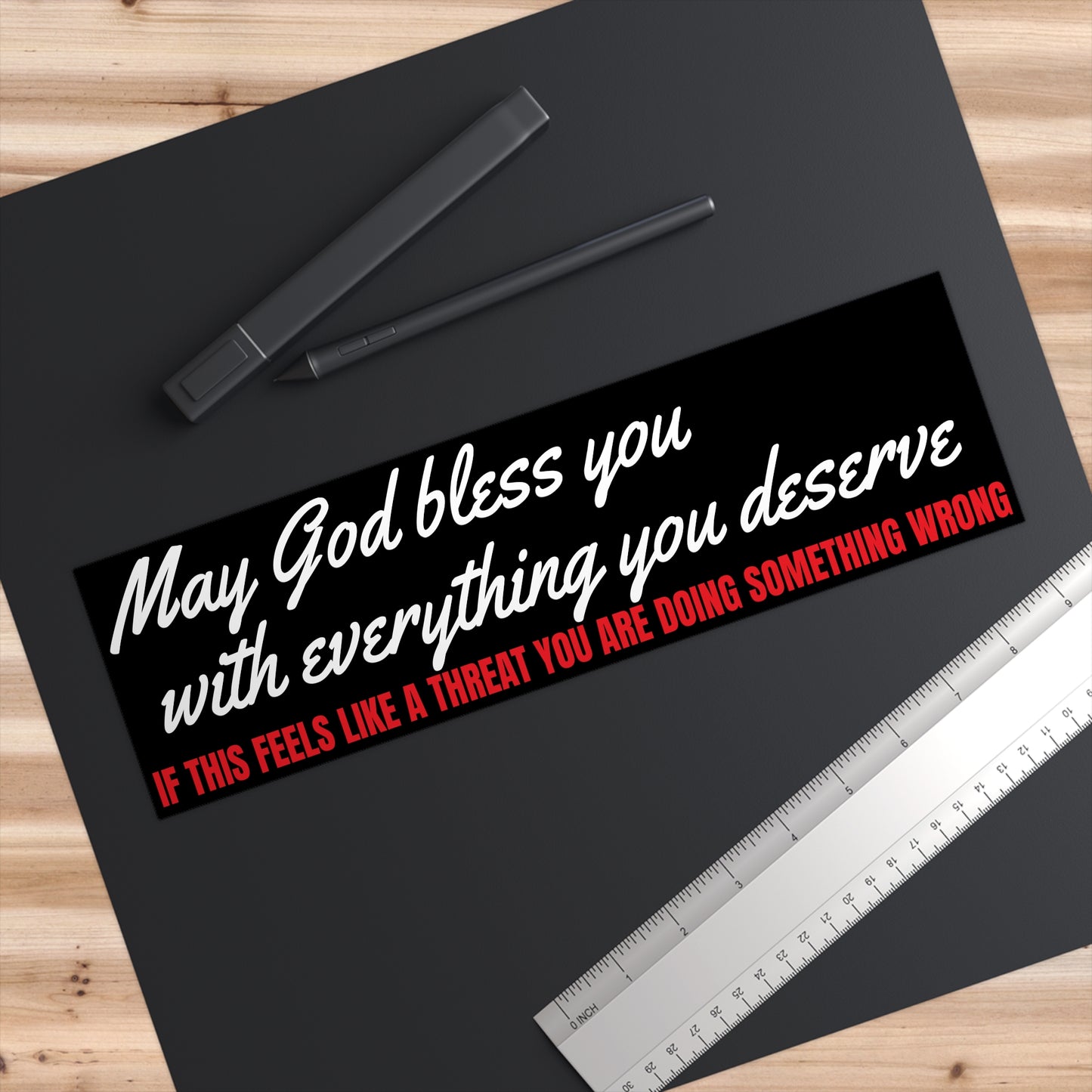 May God Bless You - Vinyl Bumper Sticker - Black