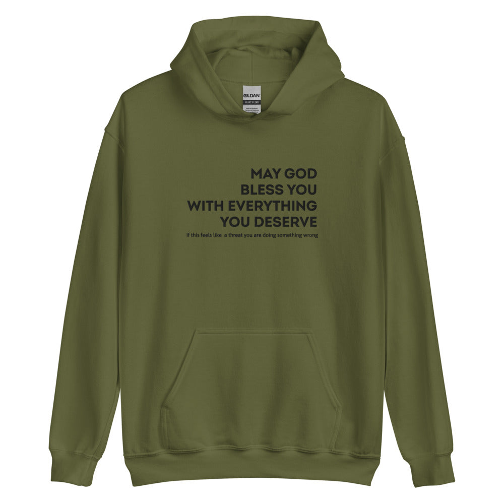 May God Bless You - Black On - Embroidered Unisex Hoodie